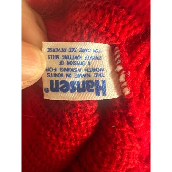 Hanes Red Knit Beret Hat One Size Fits All Made In USA Acrylic Vintage 70s - Picture 4 of 5